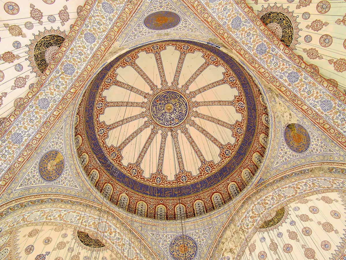 The main dome inside the Sultan Ahmed Mosque
