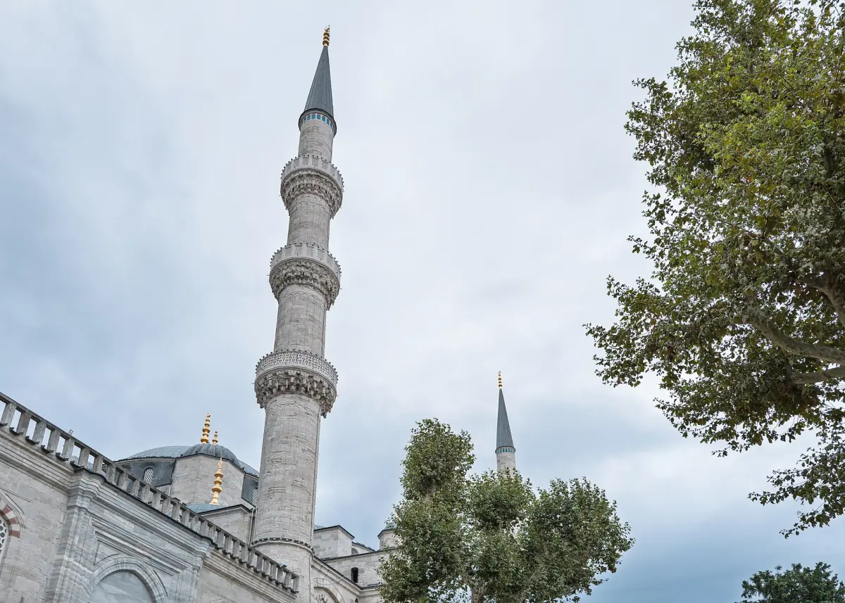 A minaret of the Sultan Ahmed Mosque
