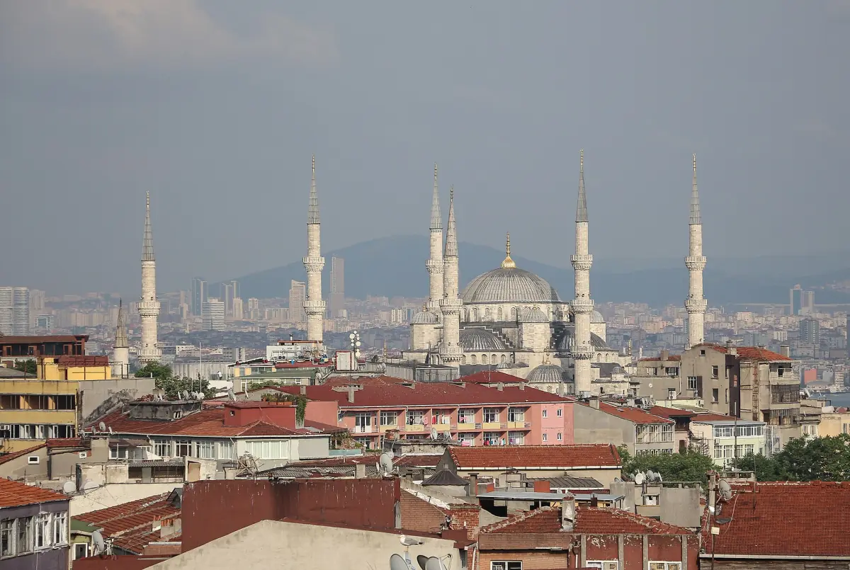 The Blue Mosque above the rooftops of the old city
