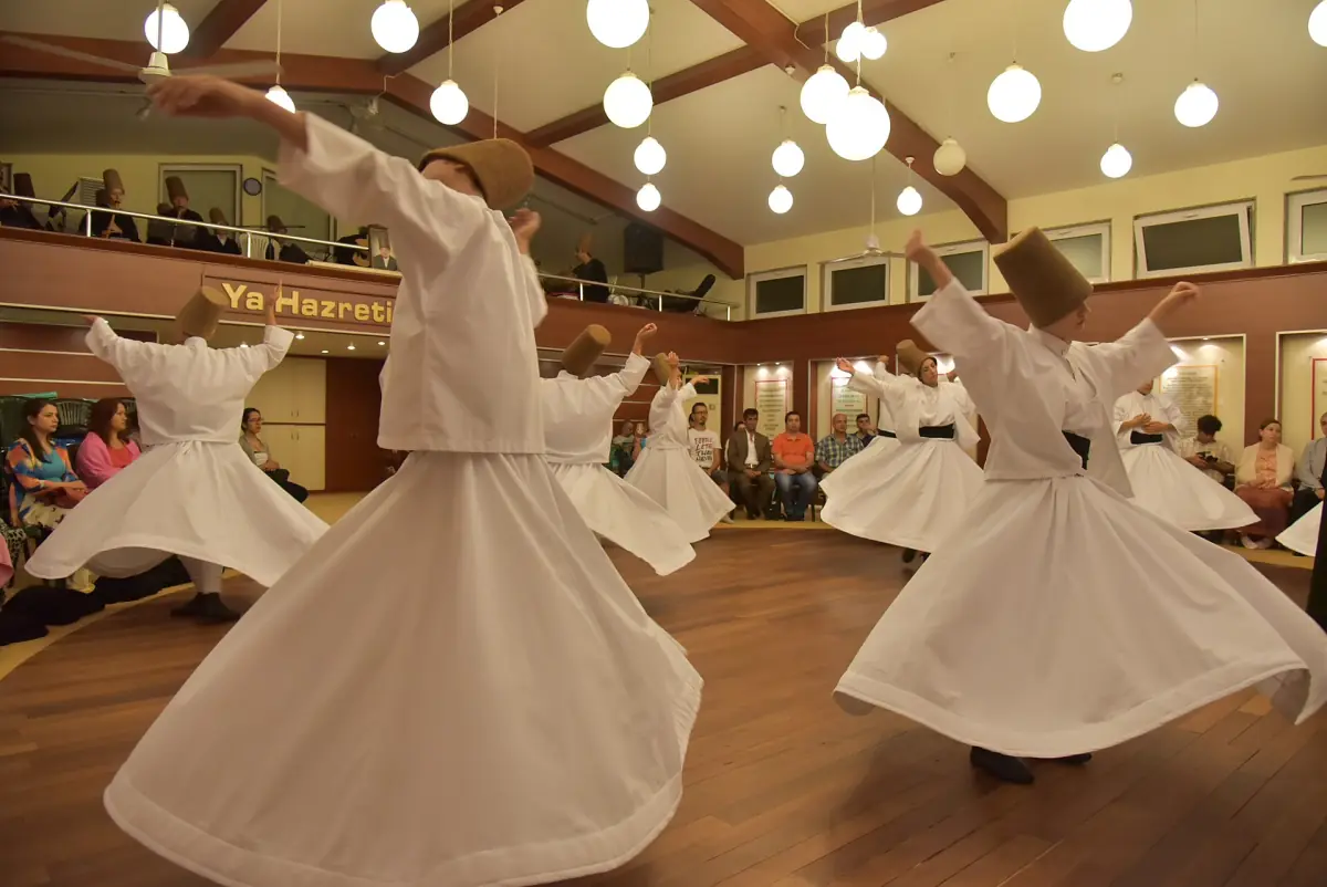 Whirling dervishes during a sema ceremony